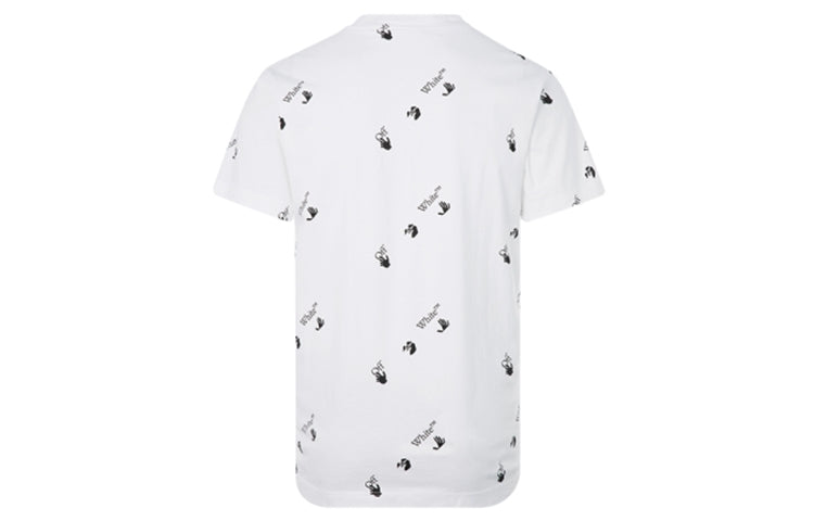 Off-White FW21 Logo Full Print Round Neck Short Sleeve Ordinary Version White OMAA027R21JER0120110-1