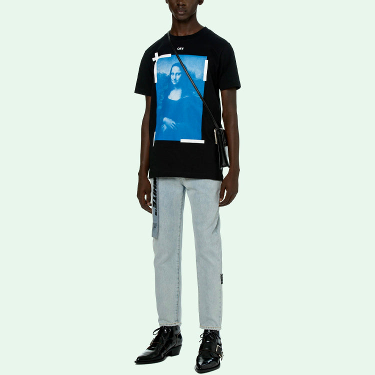 Off-White SS21 Pattern Printing Round Neck Short Sleeve Black OMAA027R21JER0021001