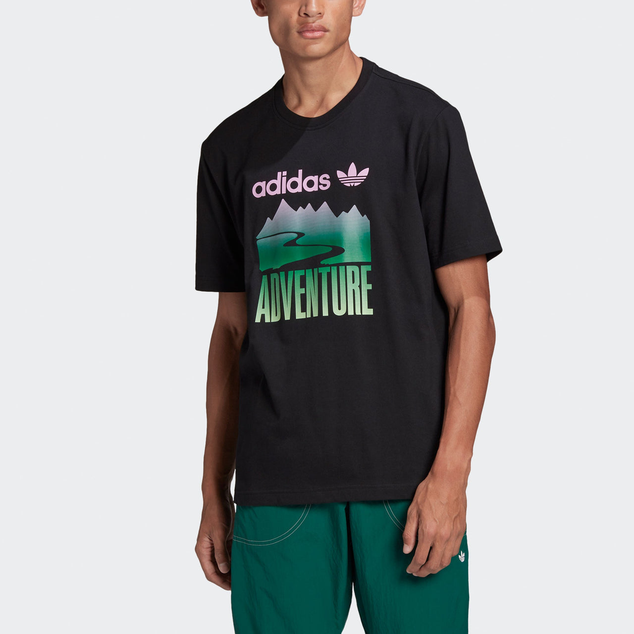 adidas originals Adv Mount Tee Retro Pattern Sports Short Sleeve Black GN2357