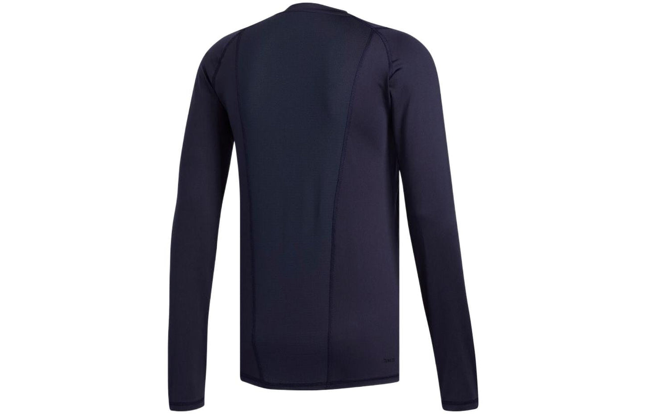Men's adidas Casual Logo Printing Round Neck Pullover Long Sleeves Blue T-Shirt DX9411