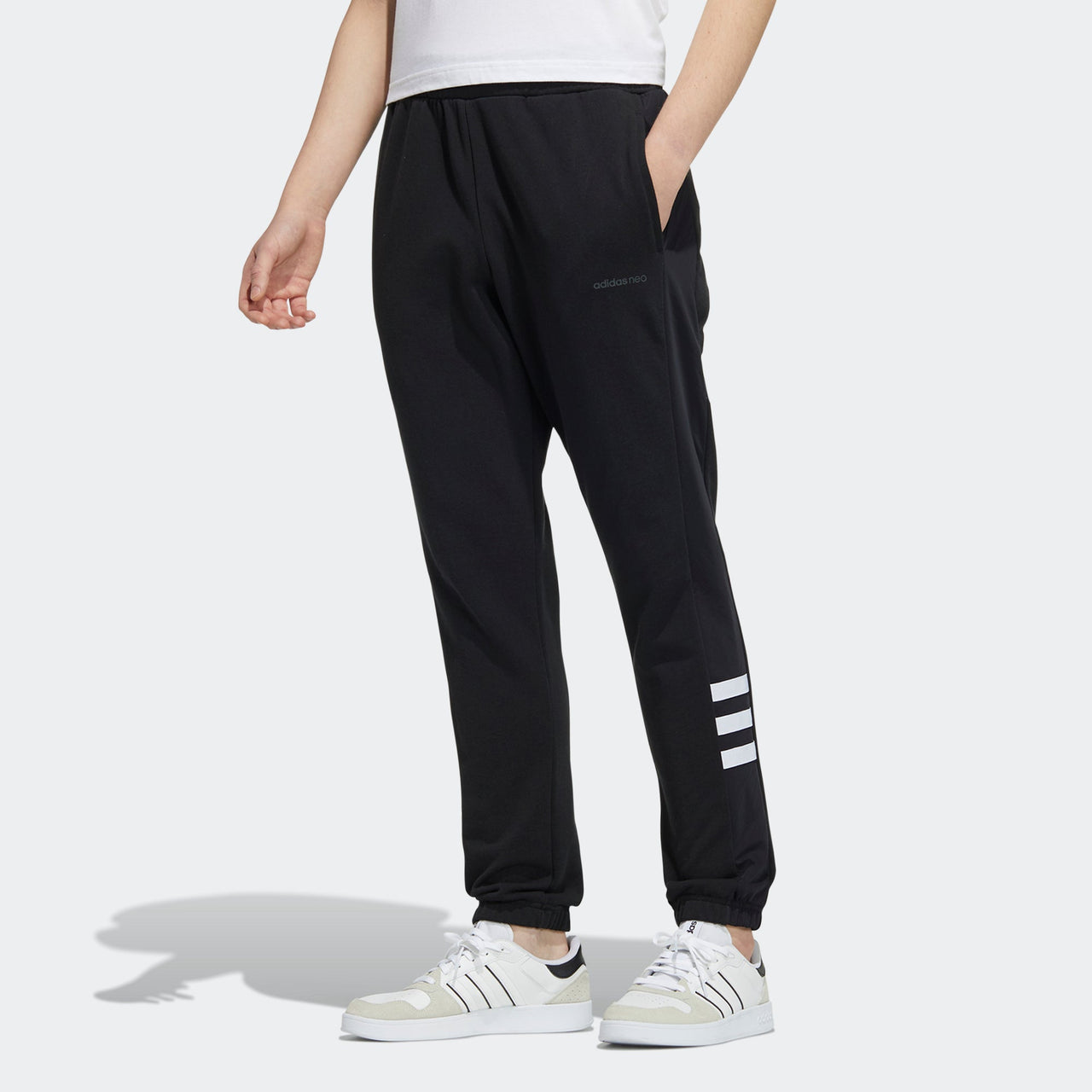 Men's adidas neo Sw Knt Wv Tp Athletics Running Bundle Feet Sports Pants/Trousers/Joggers Black H45210
