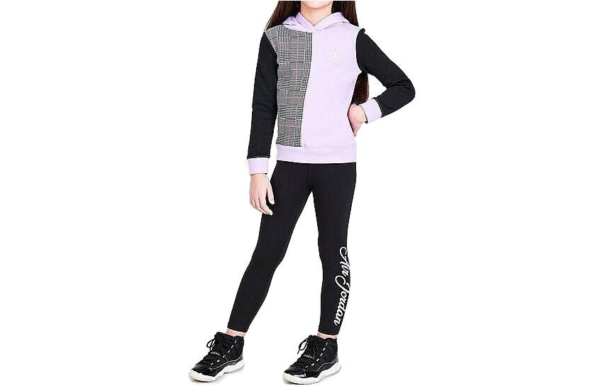 (GS) Air Jordan Boss Black multi Hoodie Leggings Set 'Pink' 35B039-023