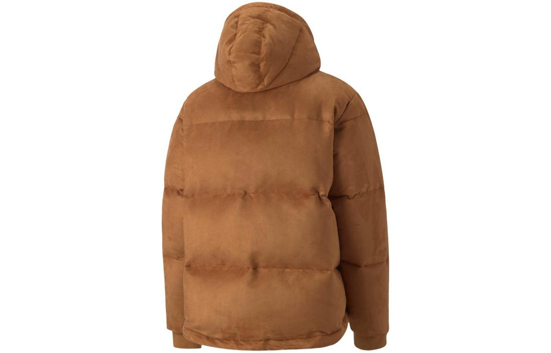 PUMA Logo MMQ Faux Leather Down Jacket 'Brown' 535786-74