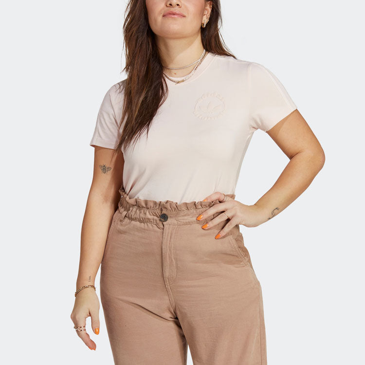 (WMNS) adidas originals Graphic Logo T-Shirt 'Milk Tea' IC6046
