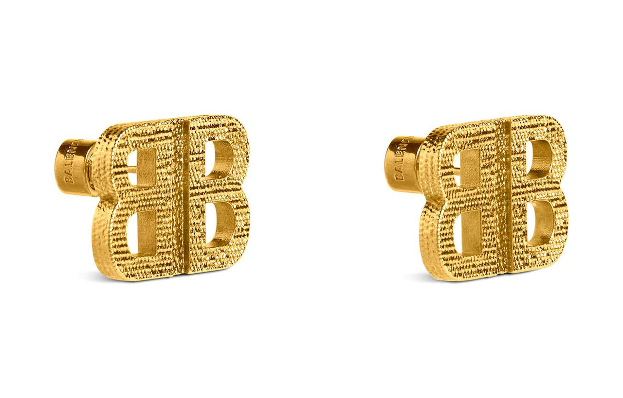 Balenciaga Bb 2.0 Textured Xs Earrings 'Gold' 782982TZ99G0705