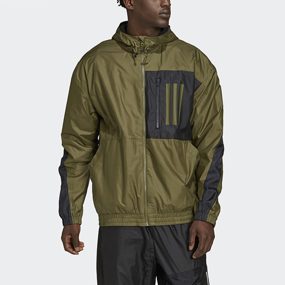 Men's adidas Training Sports Running Woven Hooded Jacket Olive GT3744