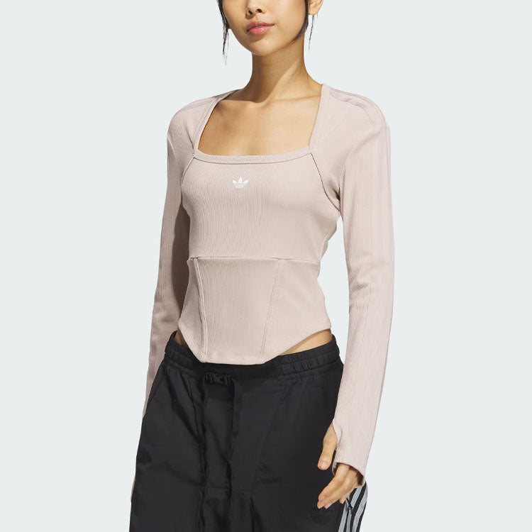 (WMNS) adidas originals Corset Long Sleeve Shirt 'Taupe' IX1911