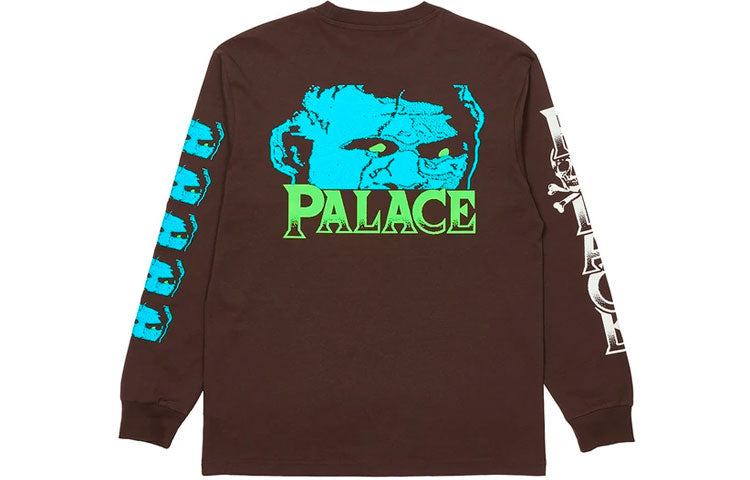 PALACE Zombie Longsleeve Brown Alphabet Pattern Round Neck Pullover Unisex P20LS007