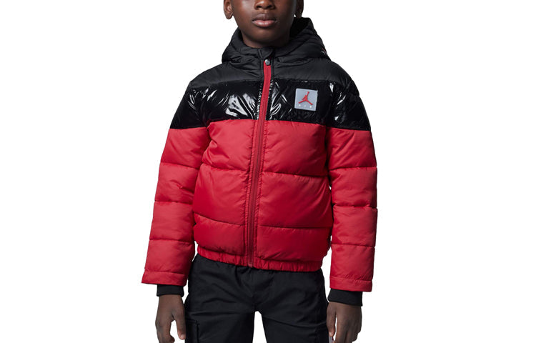 (GS) Air Jordan Bold Stripe Puffer Jacket 'Red' DC0037-687
