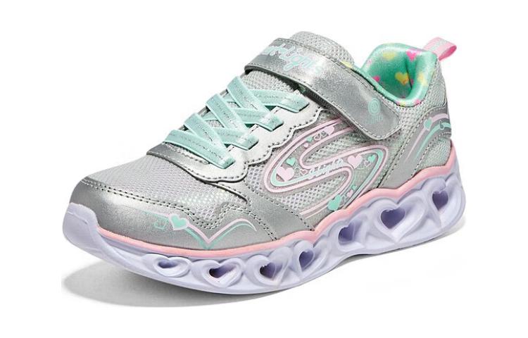 (GS) Skechers Girl's Light Heart Lights Love Spark 'Grey Pink' 302578L-SMLT