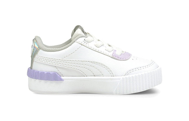 (TD) PUMA Carina Lift Shine Casual Board Shoes White/Purple 380554-01