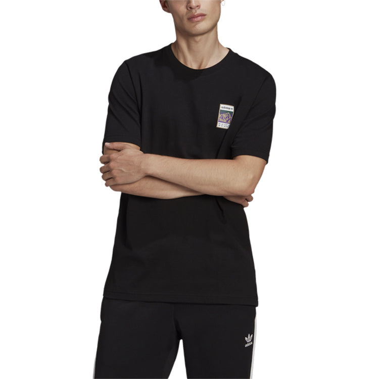 adidas originals Adiplore Gfx T Back Pattern Printing Casual Short Sleeve Black GV0966