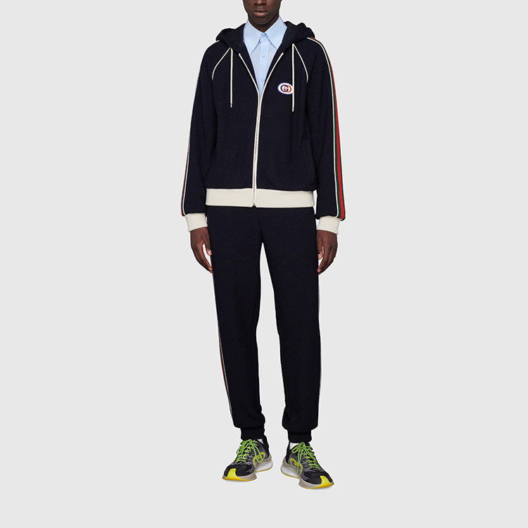Gucci Wool Jersey Jacket With Web 'Blue' 673290-XJDUW-4548