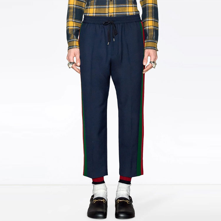 Gucci Wool Cropped Pant With Stripe 'Blue' 493714-Z6903-4729
