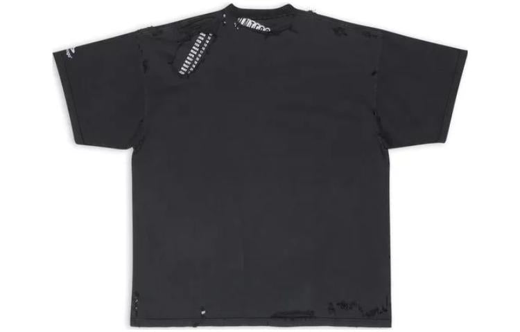 (WMNS) Balenciaga 3B Sports Icon Repaired Oversized T-Shirt 'Washed Black' 704056TMVA59034