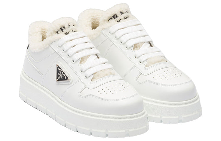 (WMNS) PRADA Leather and Shearling Sneakers 'White' 1E947M_3LEN_F0009_F_ZF45