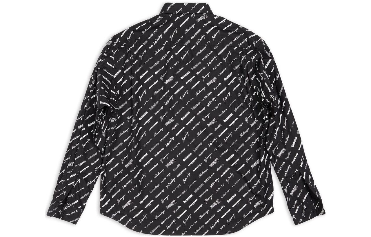 Balenciaga Logomania All Over Long Sleeve Shirt 'Black' 662983TNLL11070