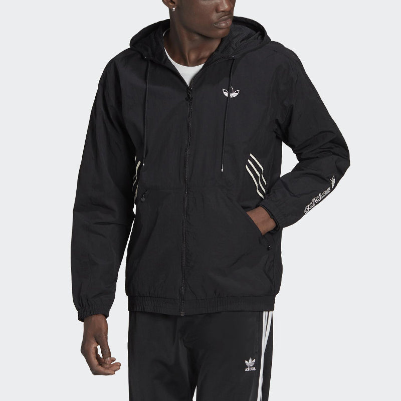 adidas originals Sprt Arc Wndbkr Casual Sports Hooded Jacket Black GN5505