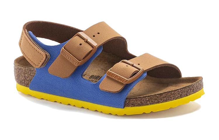 (PS) Birkenstock Milano HL Kids Birko-Flor Narrow Fit 'Nubuck Caramel/Ultra Blue' 1024384