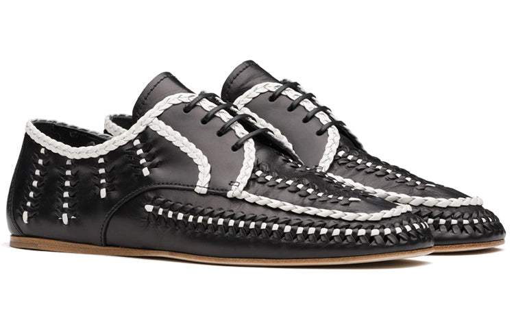 (WMNS) PRADA Prada two-tone Woven Lace-Up Shoes 'Black' 1E177M_3AVH_F0967_F_005