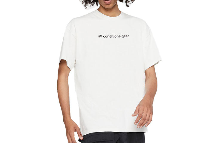 Men's Nike ACG Series Back 3D Alphabet Printing Casual Round Neck Short Sleeve White T-Shirt BV8351-121
