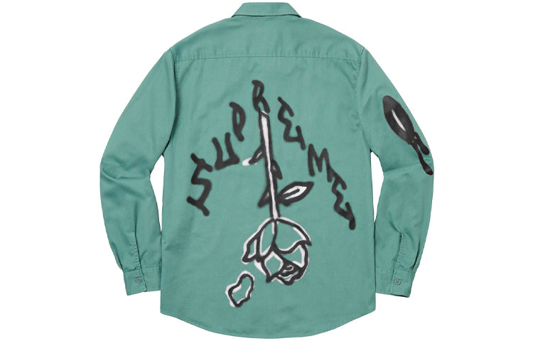 Supreme FW18 Rose Shirt 'Teal' SUP-FW18-100