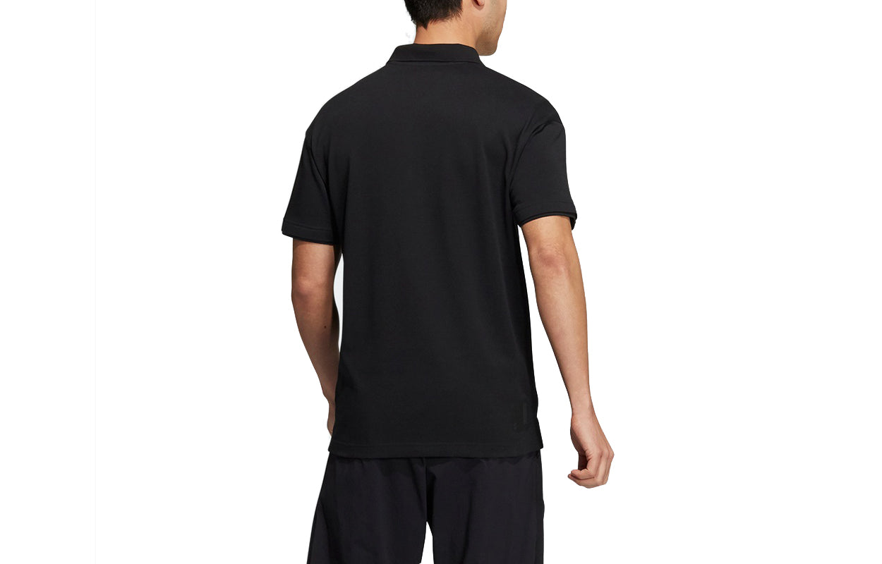 Men's adidas Martial Arts Series Sports Logo Casual Short Sleeve Black Polo Shirt H39320
