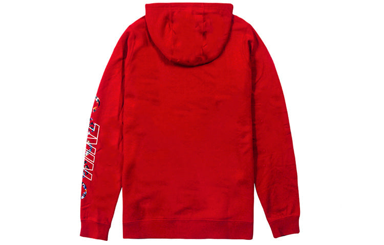 Nike Sportswear Club Printing Long Sleeves Pullover Drawstring Red CU3670-687