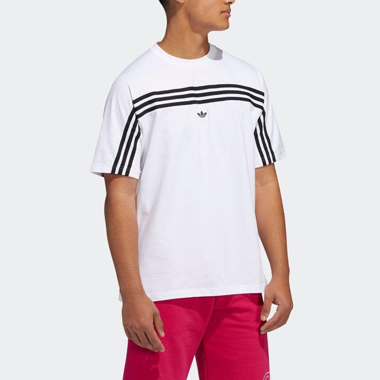 adidas originals 3-stripe Tee Stripe logo Embroidered Short Sleeve White FM1529