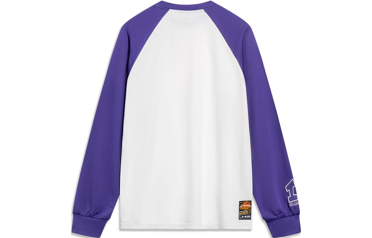 Li-Ning Hoops Graphic Color Block Sweatshirt 'White Purple' AHST593-4
