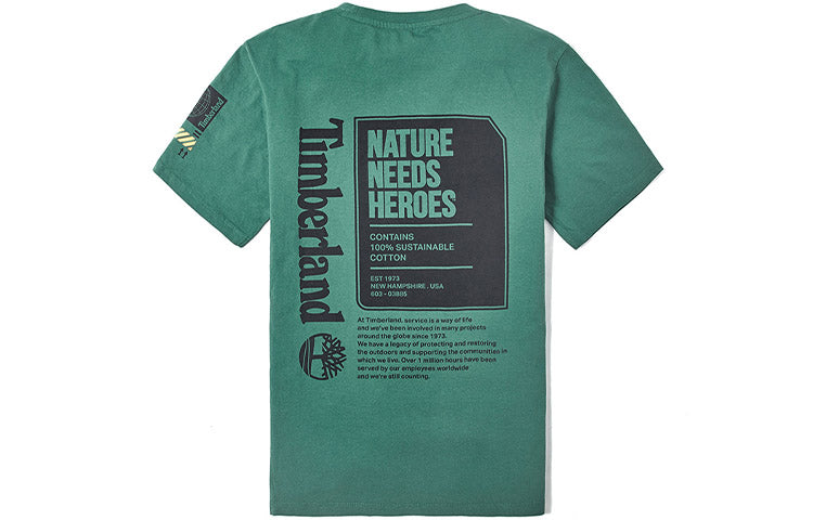 Men's Timberland Casual Round Neck Printing Short Sleeve Dark Green A2B51Y18