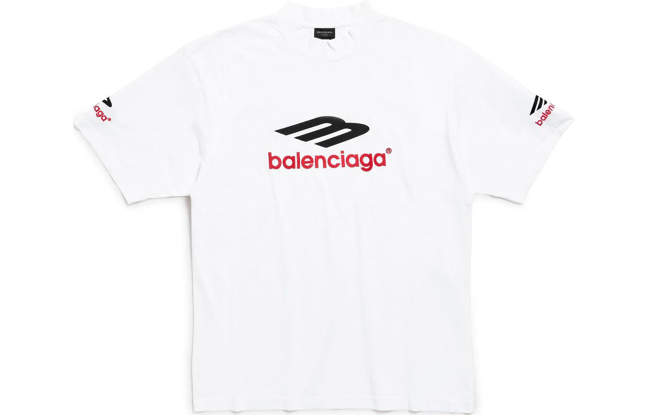 Balenciaga 3b Sports Icon T-shirt 'White Black Red' 764235TPVD79065