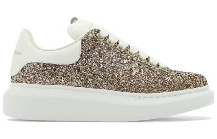 (WMNS) Alexander McQueen Larry Oversized Shoes 'Gold Glitter White' 736296W4VJ12228