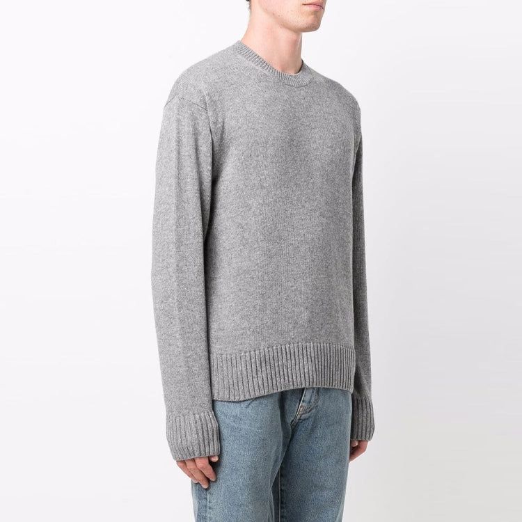 Men's Off-White FW21 Basic Round Neck Pullover Wool Sweater Gray OMHE091F21KNI0010606