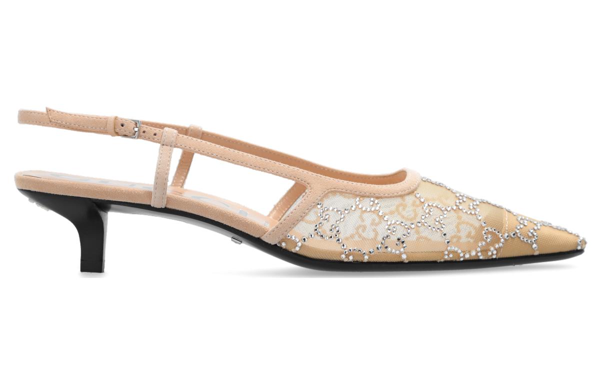 (WMNS) Gucci GG slingback pump 'Rose Beige mesh GG crystals' 674668-F13A0-9960