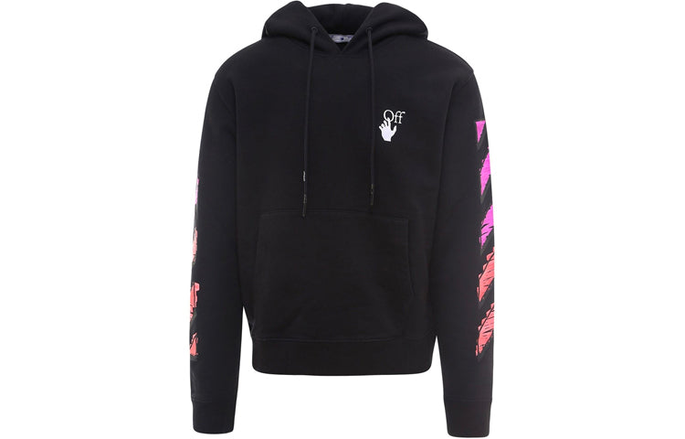 Men's Off-White SS21 Logo Printing Long Sleeves Loose Fit 'Black Fuchsia' OMBB034R21FLE0031032