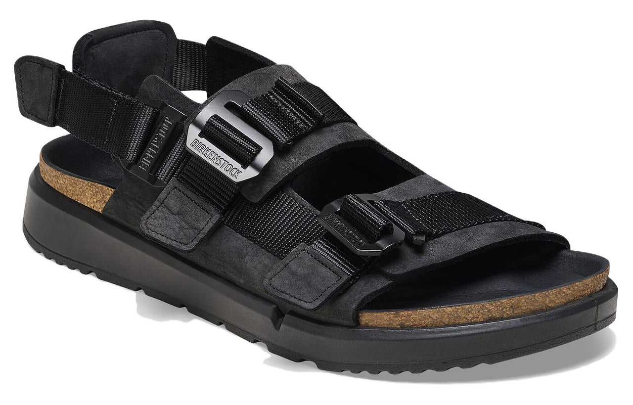 Birkenstock Shinjuku Natural Leather Textile Sandals 'Black' 1024599
