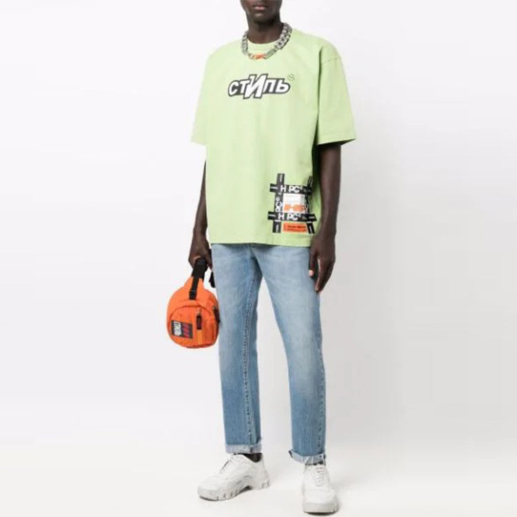 HERON PRESTON FW21 CTNMB Logo T-shirt 'Green White' HMAA025F21JER0025501