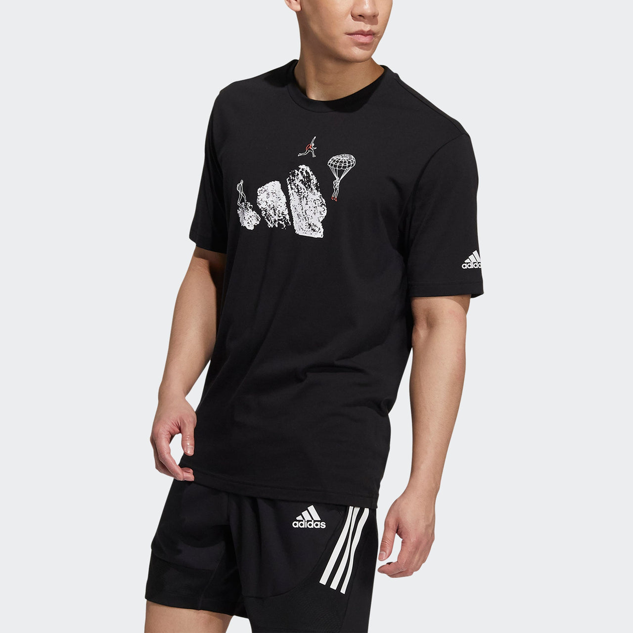 adidas Jump Gfx Ss Outdoor Jumping Logo Graphic Tee Men's Black H20795