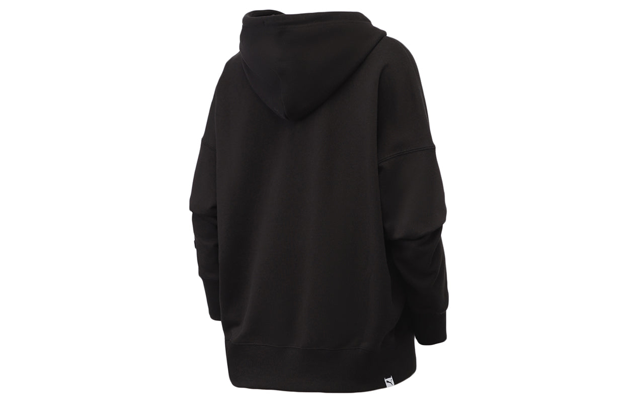 (WMNS) PUMA Downtown Graphic Hoodie 'Black Blue Pink' 531437-01