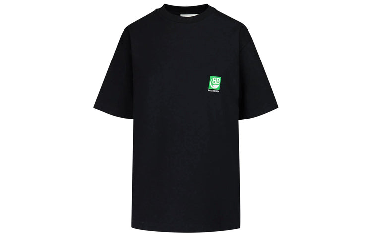 Balenciaga B Environmental Friendly Green Alphabet Logo Printing Short Sleeve Black 594599THV631000