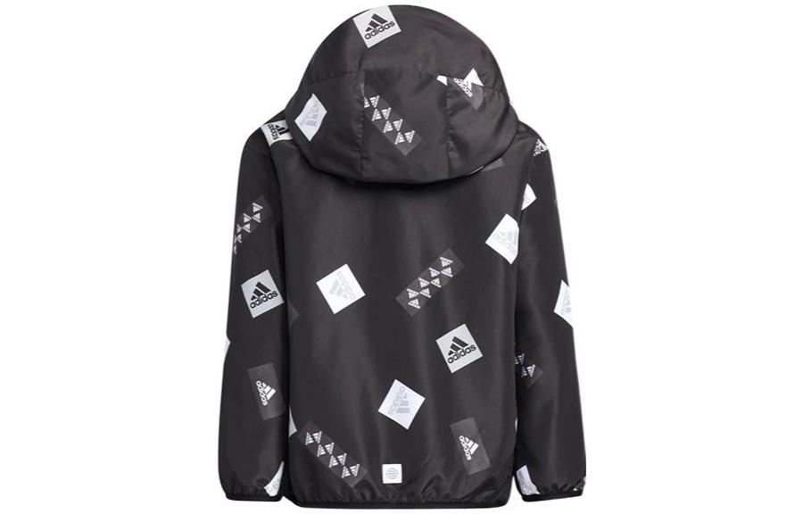 (PS) adidas Logo Hooded Jacket 'Black White' HM5272