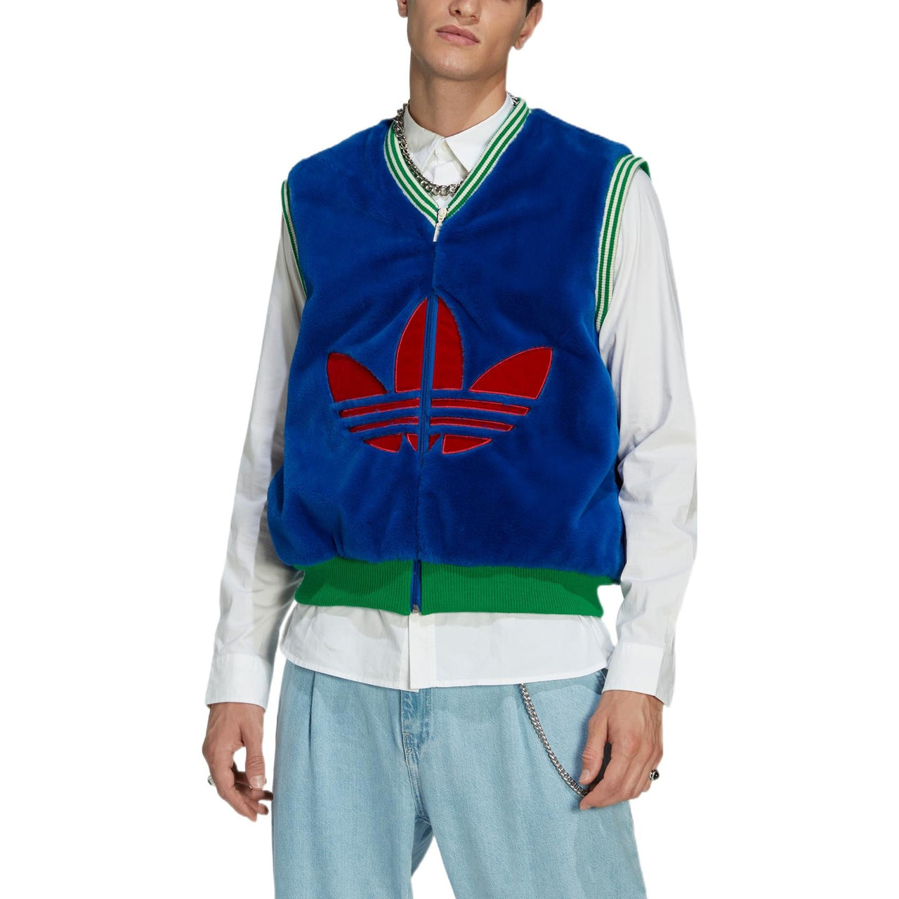 adidas Adicolor Heritage Now Logo Vest Asia Sizing 'Blue Green' IB3432