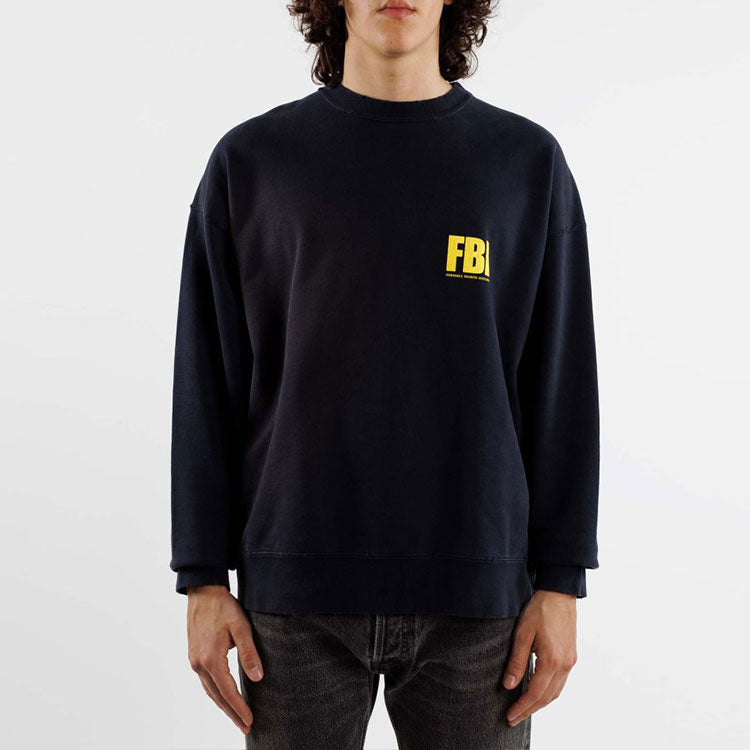 Balenciaga FBI Crewneck Sweatshirt 'Navy/Yellow' 676629TLVH14265