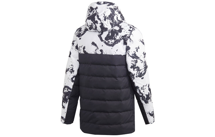 جاكيت adidas Juventus Soccer/Football Sports Colorblock مزود بغطاء رأس أسود وأبيض Colorblock FR4213