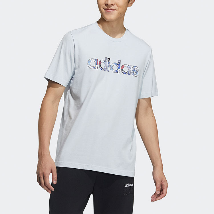 adidas neo M Ce Grph Tee 2 Logo Printing Sports Short Sleeve Blue GP4879