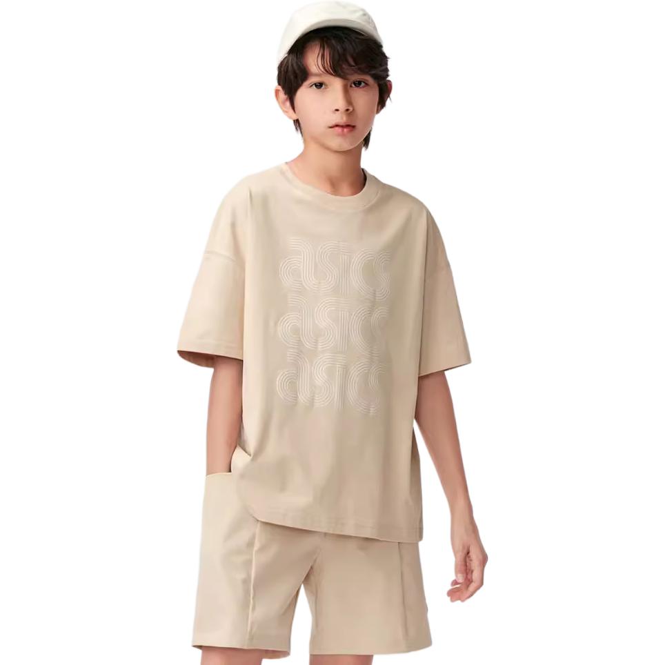 (GS) ASICS Wordmark Logo T-Shirt 'Beige' 332241173021