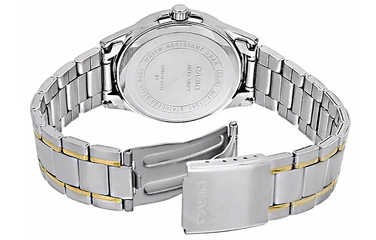 CASIO Quartz Unisex Gold DialSilver Strap Mens GoldSilver Analog MTP-1381G-9AV