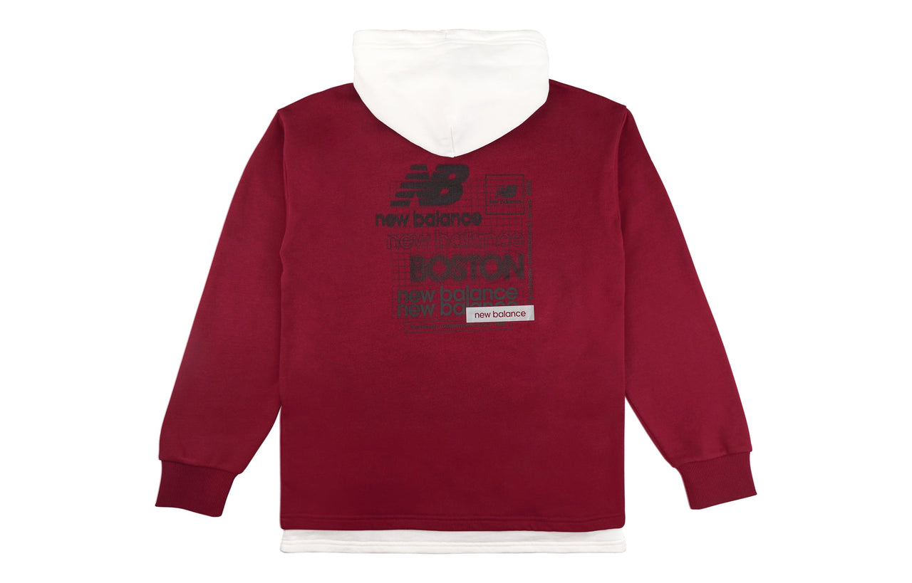 New Balance Splicing hooded Knit Pullover Casual Sports Couple Style Red NCA33031-BUR