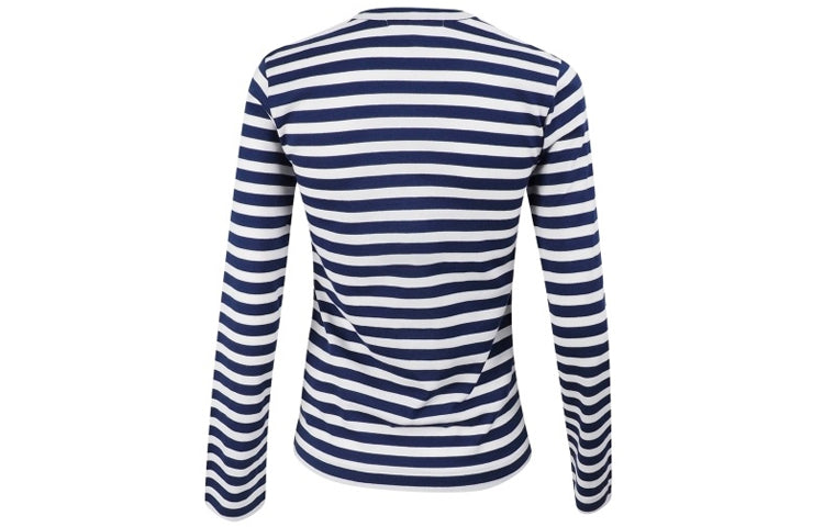 (WMNS) COMME des GARCONS PLAY Striped Long Sleeves Tee 'Navy' AZ-T207-051-1
